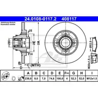 ATE 24.0108-0117.2 Bremsscheiben 2 Stück hinten