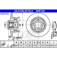 ATE 24.0108-0118.2 Bremsscheiben 2 Stück hinten RENAULT