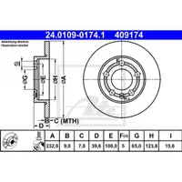 ATE 24.0109-0174.1 Bremsscheiben 2 Stück hinten für VW