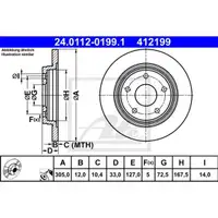 ATE 24.0112-0199.1 Bremsscheiben 2 Stück hinten FIAT