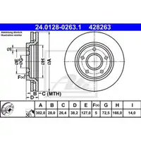 ATE 24.0128-0263.1 Bremsscheiben 2 Stück vorne FIAT