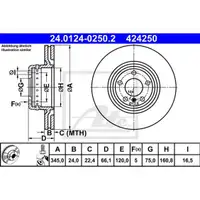 ATE 24.0124-0250.2 Bremsscheiben 2 Stück hinten BMW