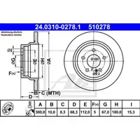 Original ATE 24.0310-0278.1 Power Disc Bremsscheiben 2 Stück hinten für MERCEDES
