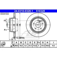 ATE 24.0310-0328.1 Power Disc Bremsscheiben 2 Stück hinten MERCEDES-BENZ