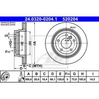 ATE 24.0320-0204.1 Power Disc Bremsscheiben 2 Stück hinten für BMW