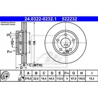 ATE 24.0322-0232.1 Power Disc Bremsscheiben 2 Stück vorne für MERCEDES-BENZ