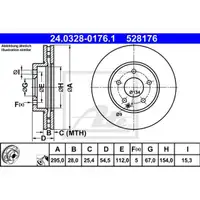 ATE 24.0328-0176.1 Power Disc Bremsscheiben 2 Stück vorne für MERCEDES-BENZ