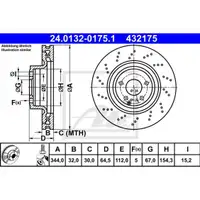ATE 24.0132-0175.1 Bremsscheiben 2 Stück vorne MERCEDES-BENZ