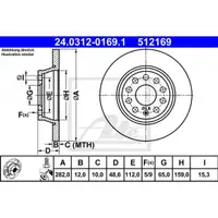 ATE 24.0312-0169.1 Power Disc Bremsscheiben 2 Stück hinten VW