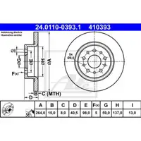 Original ATE 24.0110-0393.1 Bremsscheiben 2 Stück hinten für FIAT