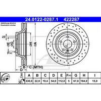 ATE 24.0122-0287.1 Bremsscheiben 2 Stück hinten für MERCEDES-BENZ