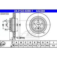 ATE 24.0122-0288.1 Bremsscheiben 2 Stück hinten MERCEDES-BENZ