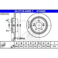ATE 24.0110-0400.1 Bremsscheiben 2 Stück hinten für KIA