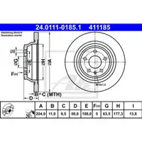 ATE 24.0111-0185.1 Bremsscheiben 2 Stück hinten für FORD