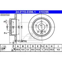 Original ATE 24.0110-0396.1 Bremsscheiben 2 Stück hinten für MINI