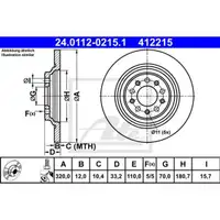 ATE 24.0112-0215.1 Bremsscheiben 2 Stück hinten für JEEP