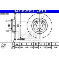 ATE 24.0112-0212.1 Bremsscheiben 2 Stück hinten PEUGEOT