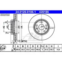 ATE 24.0126-0186.1 Bremsscheiben 2 Stück vorne RENAULT