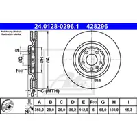 ATE 24.0128-0296.1 Bremsscheiben 2 Stück hinten für AUDI