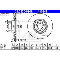 Original ATE 24.0130-0241.1 Bremsscheiben 2 Stück vorne für PEUGEOT