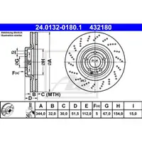 Original ATE 24.0132-0180.1 Bremsscheiben 2 Stück vorne für MERCEDES-BENZ