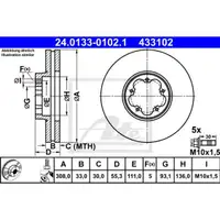 ATE 24.0133-0102.1 Bremsscheiben 2 Stück vorne FORD