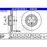 ATE 24.0130-0236.1 Bremsscheiben 2 Stück vorne AUDI