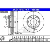 ATE 24.0130-0239.1 Bremsscheiben 2 Stück vorne für HYUNDAI