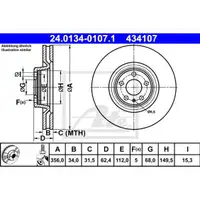 Original ATE 24.0134-0107.1 Bremsscheiben 2 Stück vorne für AUDI