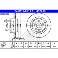 ATE 24.0112-0219.1 Bremsscheiben 2 Stück hinten für OPEL