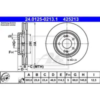 ATE 24.0125-0213.1 Bremsscheiben 2 Stück vorne für HYUNDAI