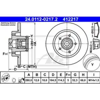 ATE 24.0112-0217.2 Bremsscheiben 2 Stück hinten für OPEL