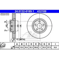 ATE Bremsenset Bremsscheiben Ø316 belüftet Bremsbeläge vorn Ford Galaxy S-Max