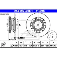 ATE 24.0116-0216.1 Bremsscheiben 2 Stück für FORD