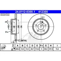 ATE 24.0112-0300.1 Bremsscheiben 2 Stück hinten für MERCEDES-BENZ