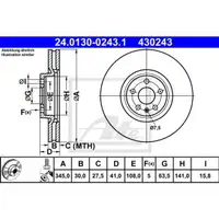 Original ATE 24.0130-0243.1 Bremsscheiben 2 Stück vorne für VOLVO