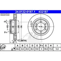 ATE 24.0132-0187.1 Bremsscheiben 2 Stück vorne für TOYOTA