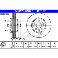 Original ATE 24.0126-0187.1 Bremsscheiben 2 Stück vorne für OPEL