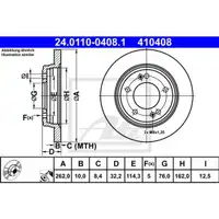 ATE 24.0110-0408.1 Bremsscheiben 2 Stück hinten für KIA