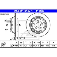ATE 24.0111-0187.1 Bremsscheiben 2 Stück hinten für FORD FORD USA