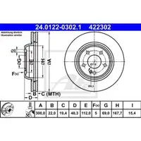 ATE 24.0122-0302.1 Bremsscheiben 2 Stück hinten für MERCEDES-BENZ