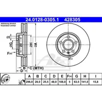 ATE 24.0128-0305.1 Bremsscheiben 2 Stück vorn für VOLVO