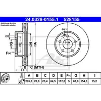 Original ATE 24.0328-0155.1 Power Disc Bremsscheiben 2 Stück vorn für MERCEDES-B