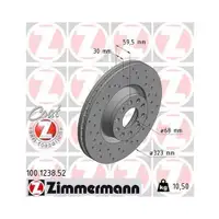 Original ZIMMERMANN 100.1238.52 Bremsscheiben 2 Stück für AUDI
