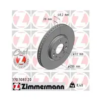 ZIMMERMANN 370.3087.20 Bremsscheiben 2 Stück für MAZDA