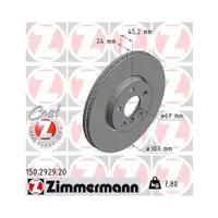 ZIMMERMANN 150.2929.20 Bremsscheiben 2 Stück BMW