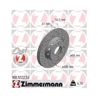 Original ZIMMERMANN 100.1222.52 Bremsscheiben 2 Stück für AUDI