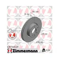 Zimmermann 430.1465.20 Bremsscheiben 2 Stück OPEL