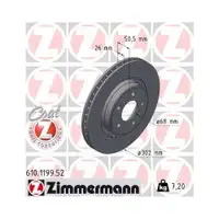 Original ZIMMERMANN 610.1199.52 Bremsscheiben 2 Stück für VOLVO