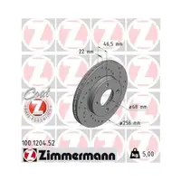 Original ZIMMERMANN 100.1204.52 Bremsscheiben 2 Stück für AUDI